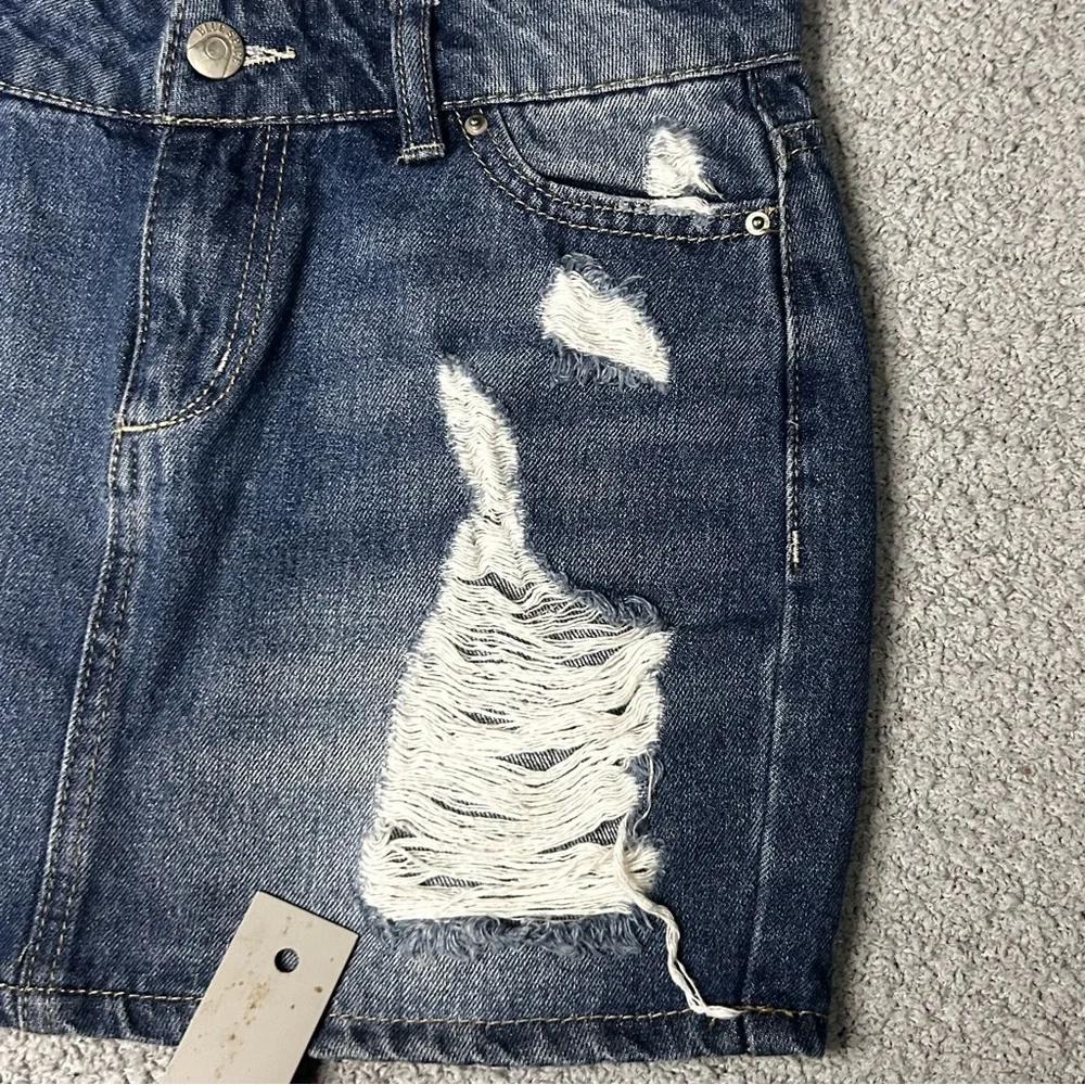 Celestial Mini Skirt Low Rise‎ 1 Blue Moon Star Hand Painted Denim Y2K